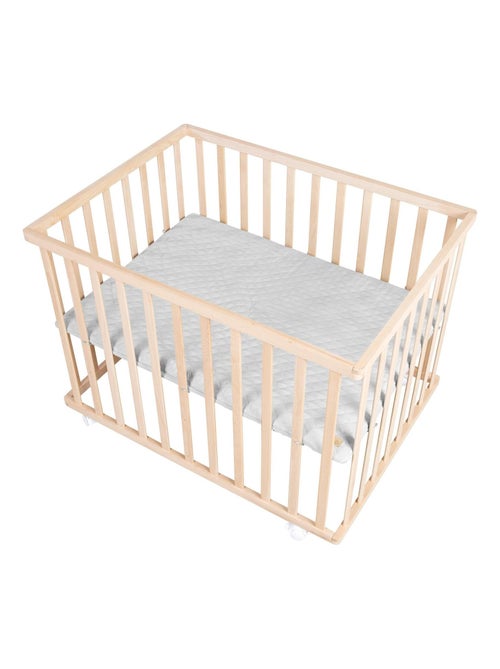 Parc bébé mobile en hêtre massif bio avec Tapis déperlant 'Roba roba style' - Kiabi