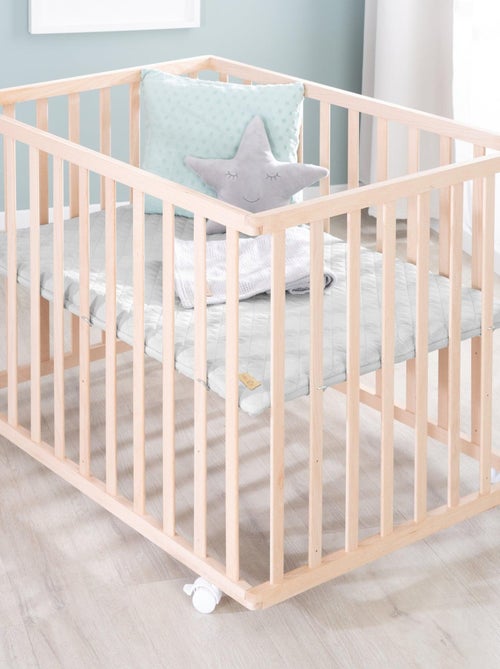 Parc bébé mobile en hêtre massif bio avec Tapis déperlant 'Roba roba style' - Kiabi