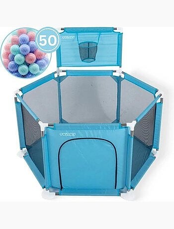 Parc bébé pliable - aire de jeux grondbox avec 50 balles et panier - twinky