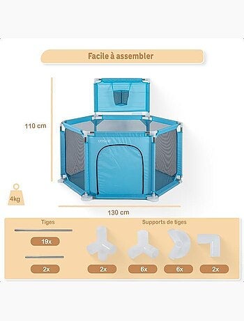 Parc bébé pliable - aire de jeux grondbox avec 50 balles et panier - twinky