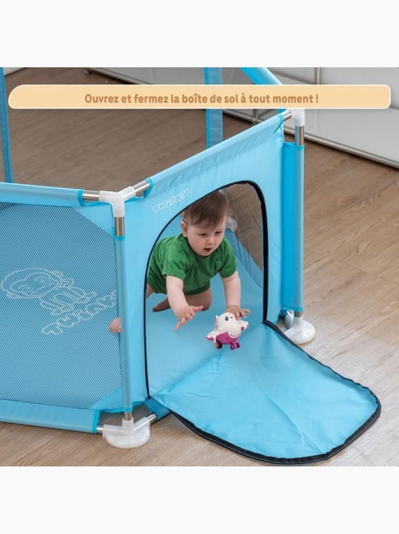 Parc bébé pliable - aire de jeux grondbox avec 50 balles et panier - twinky Bleu - Kiabi