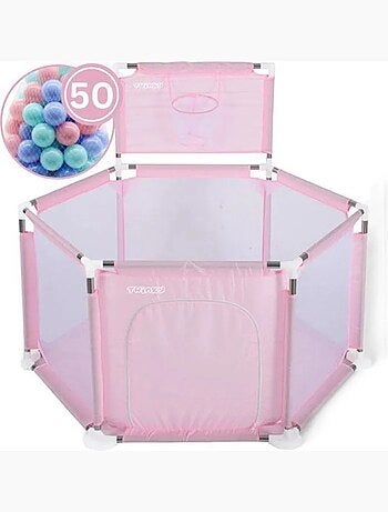 Parc bébé pliable - aire de jeux grondbox avec 50 balles et panier - twinky