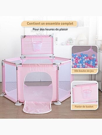 Parc bébé pliable - aire de jeux grondbox avec 50 balles et panier - twinky