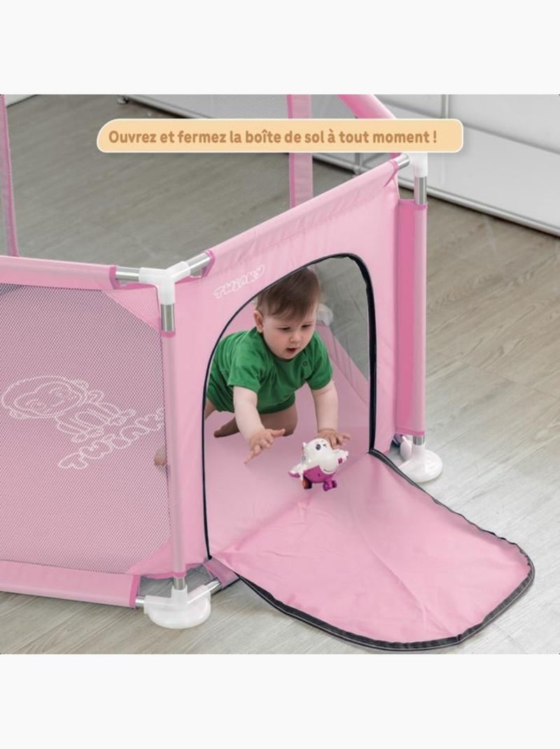 Parc bébé pliable - aire de jeux grondbox avec 50 balles et panier - twinky Rose - Kiabi