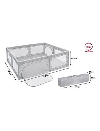 Parc Bébé Pliable 200*180*68, Base Antidérapante, Grille de Protection, Matériau Imperméable