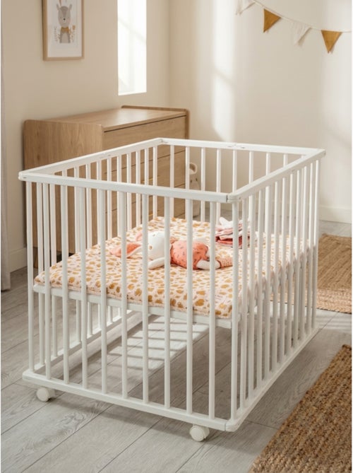 Parc bébé pliant 75x100cm avec roulettes et fond réglable - BABYPRICE - Kiabi