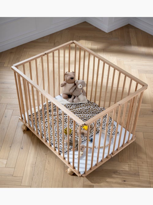 Parc bébé pliant 75x100cm avec roulettes et fond réglable - BABYPRICE - Kiabi