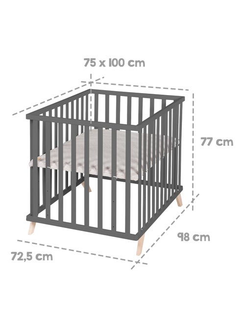 Parc bébé rectangulaire avec tapis en coton bio 'Roba lil planet' - Kiabi