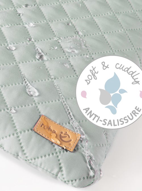 Parc bébé rectangulaire en bois avec tapis déperlant et roulettes 'Roba roba Style' - Kiabi