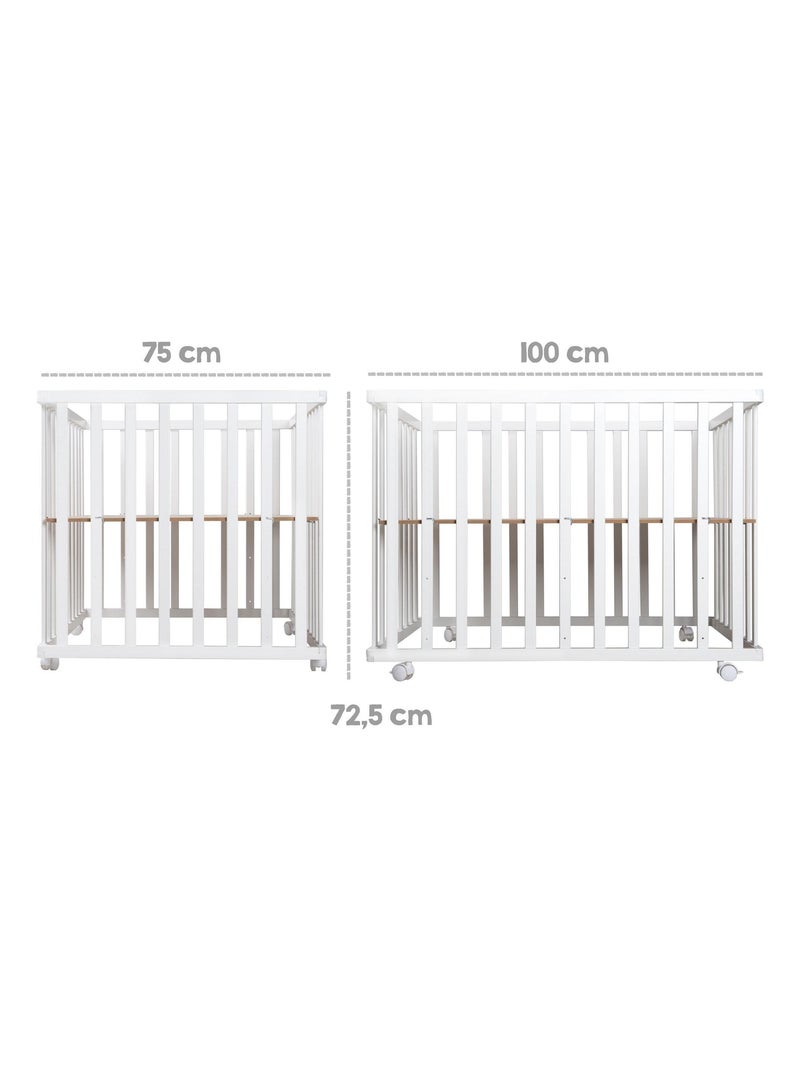 Parc bébé rectangulaire en bois avec tapis déperlant 'Roba Style ROBA' Blanc Gris - Kiabi