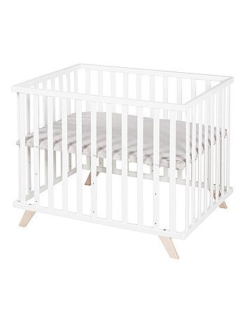 Parc bébé rectangulaire en bois massif avec tapis en coton bio 'Lil Planet' ROBA