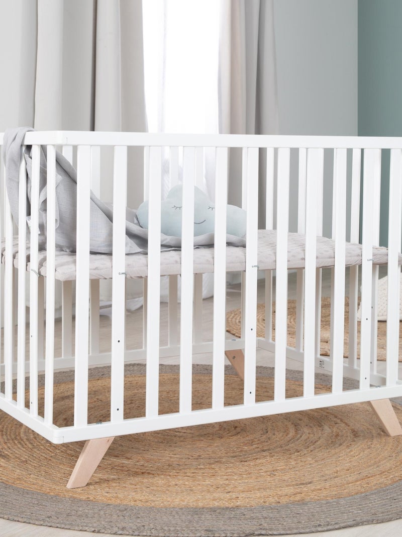Parc bébé rectangulaire en bois massif avec tapis en coton bio 'Lil Planet' ROBA Blanc Gris - Kiabi