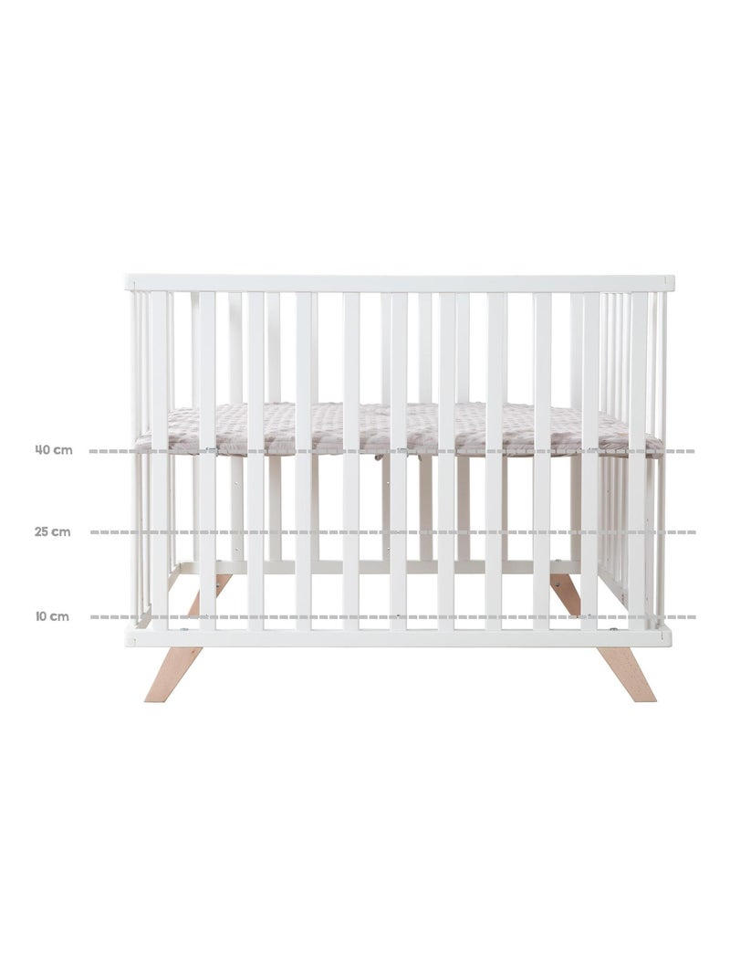 Parc bébé rectangulaire en bois massif avec tapis en coton bio 'Lil Planet' ROBA Blanc Gris - Kiabi