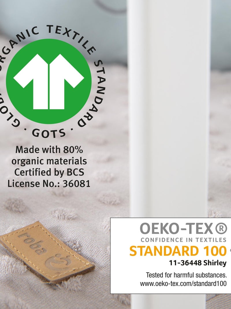 Parc bébé rectangulaire en bois massif avec tapis en coton bio 'Lil Planet' ROBA Blanc Gris - Kiabi