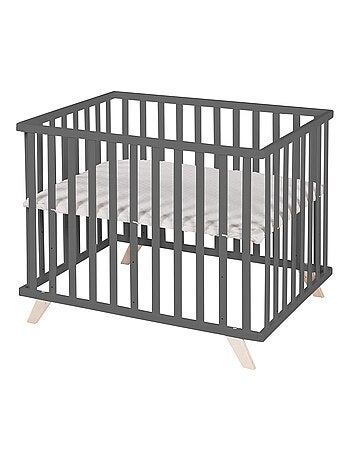 Parc bébé rectangulaire en bois massif avec tapis en coton bio 'Lil Planet' ROBA