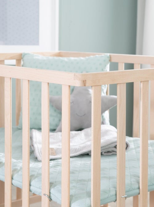 Parc bébé rectangulaire en hêtre massif bio avec Tapis déperlant et roulettes 'Roba roba style' - Kiabi
