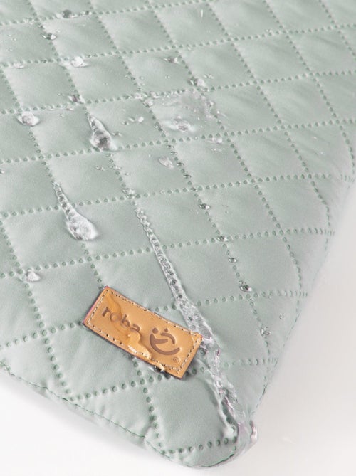 Parc bébé rectangulaire en hêtre massif bio avec Tapis déperlant et roulettes 'Roba roba style' - Kiabi