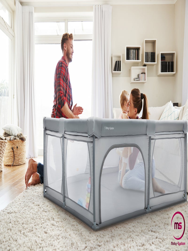 Parc bébé XXL 200x140cm tissu imperméable HyperMotion Gris - Kiabi