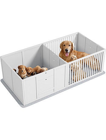 Parc de mise bas pour chien - hauteur porte réglable - blanc