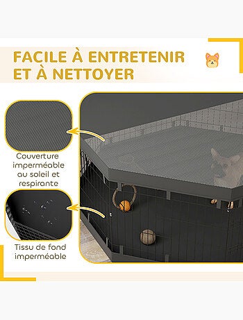 Parc enclos chien modulable intérieur 8 panneaux pliables avec bâches noir