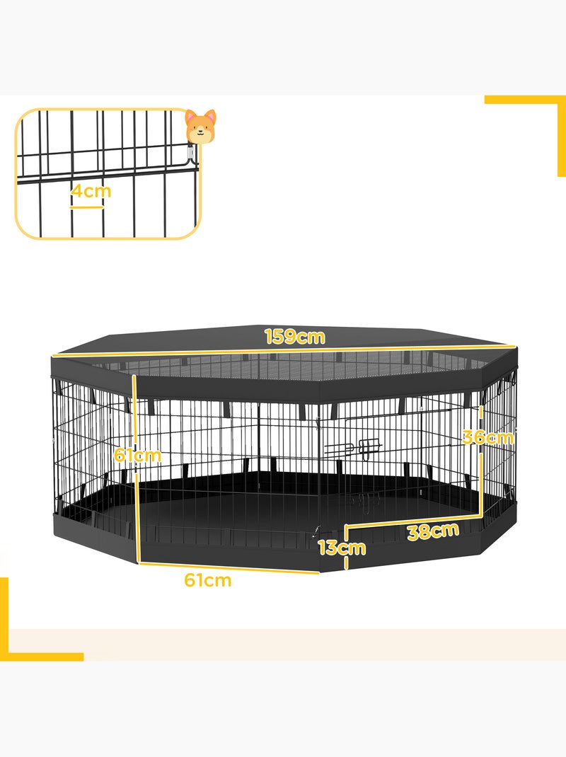 Parc enclos chien modulable intérieur 8 panneaux pliables avec bâches noir Noir - Kiabi