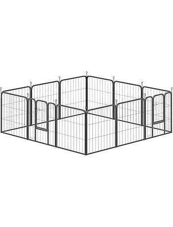 Parc enclos chien modulable pliable 12 panneaux acier noir