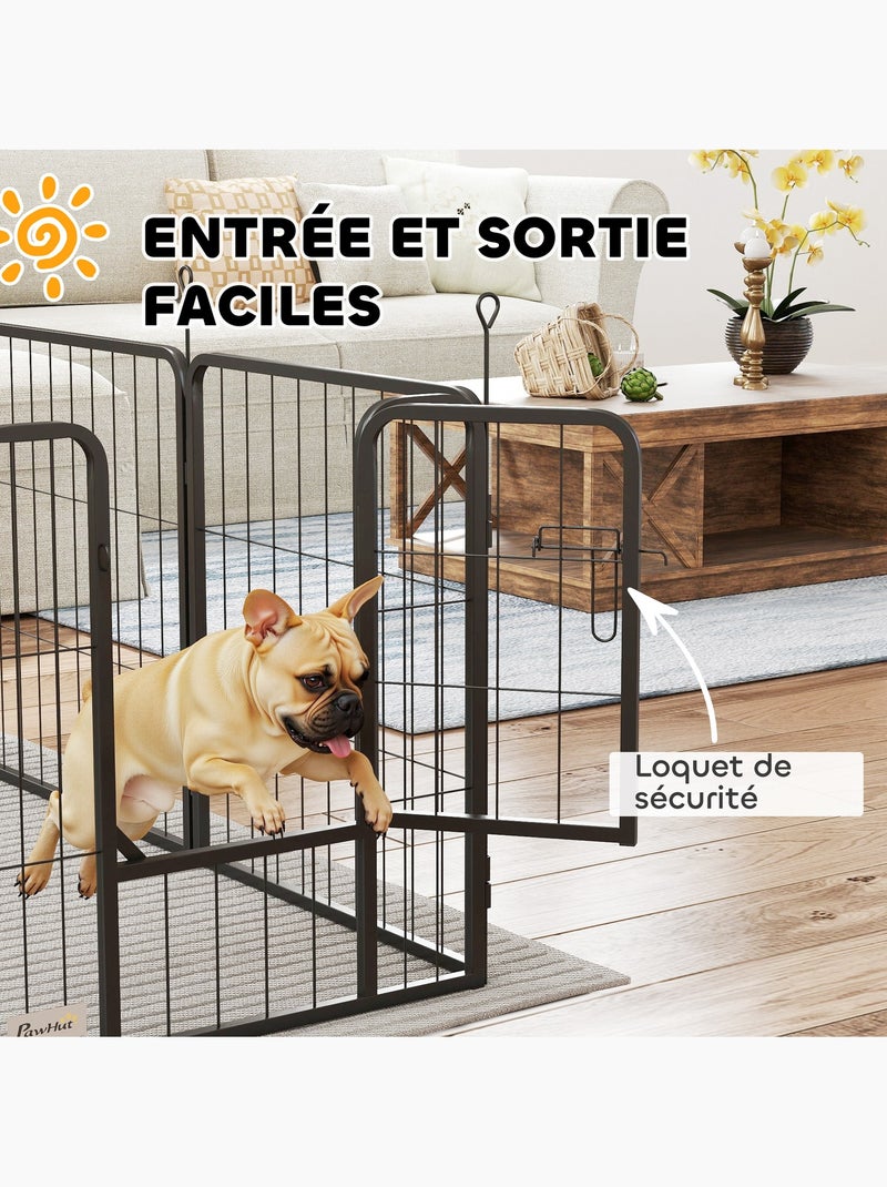 Parc enclos chien modulable pliable 12 panneaux acier noir Noir - Kiabi