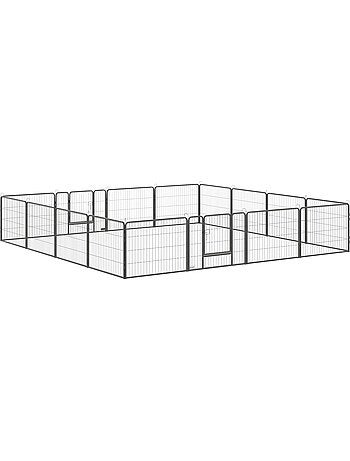Parc enclos chien modulable pliable 16 panneaux 2 portes acier époxy