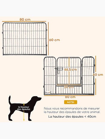 Parc enclos chien modulable pliable 16 panneaux 2 portes acier époxy