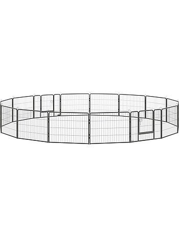 Parc enclos chien modulable pliable 16 panneaux 2 portes acier époxy