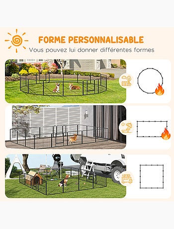 Parc enclos chien modulable pliable 16 panneaux 2 portes acier époxy