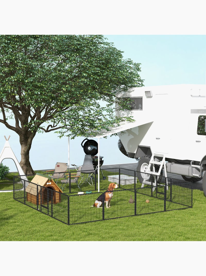 Parc enclos chien modulable pliable 16 panneaux 2 portes acier époxy Gris - Kiabi