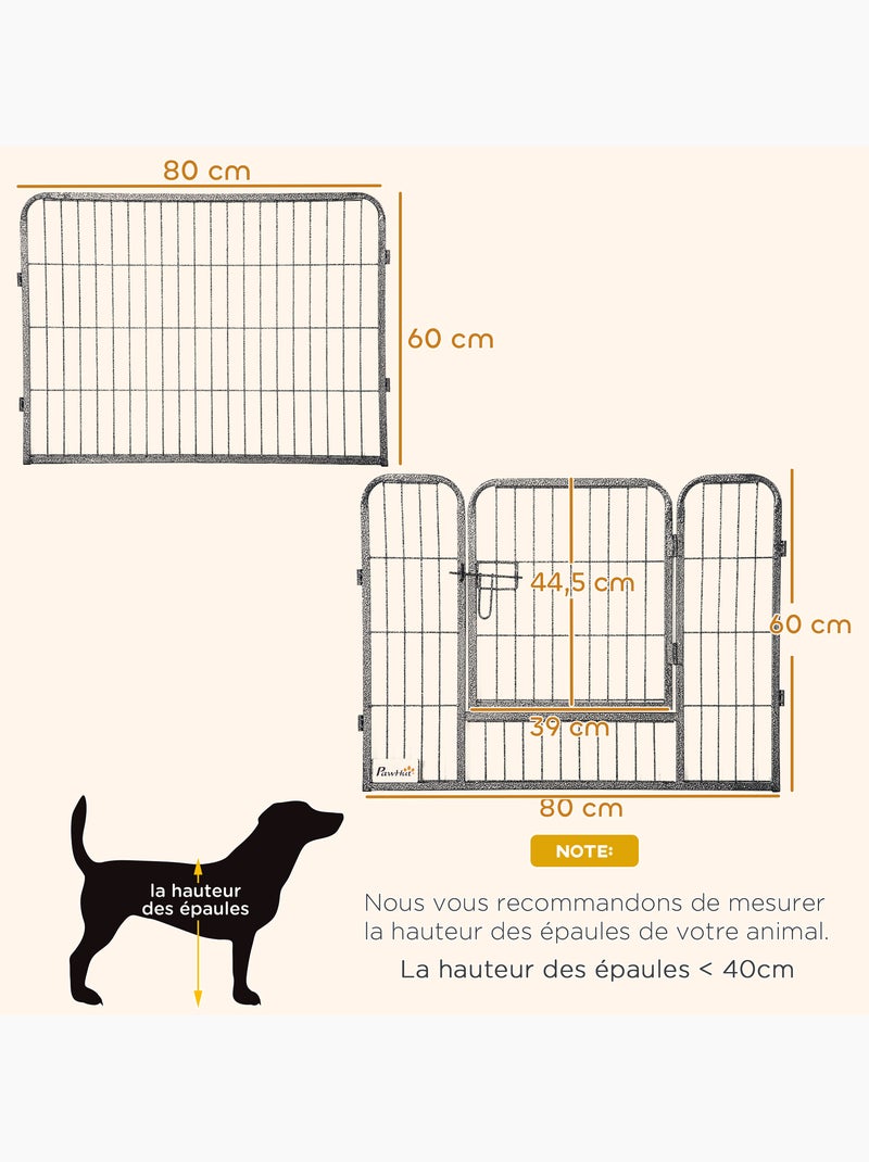 Parc enclos chien modulable pliable 16 panneaux 2 portes acier époxy Gris - Kiabi