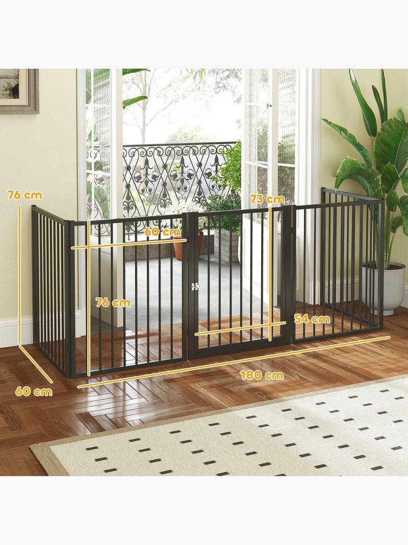 Parc enclos chien modulable pliable 5 panneaux porte acier noir Noir - Kiabi