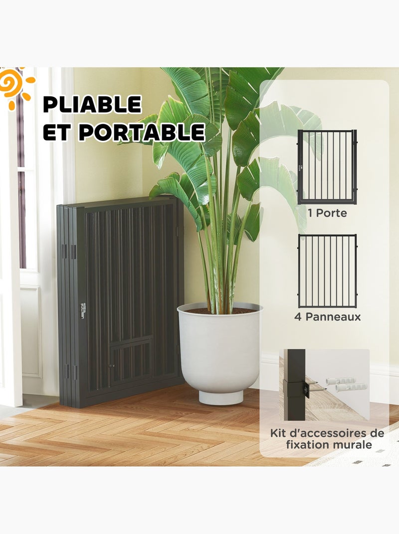 Parc enclos chien modulable pliable 5 panneaux porte acier noir Noir - Kiabi