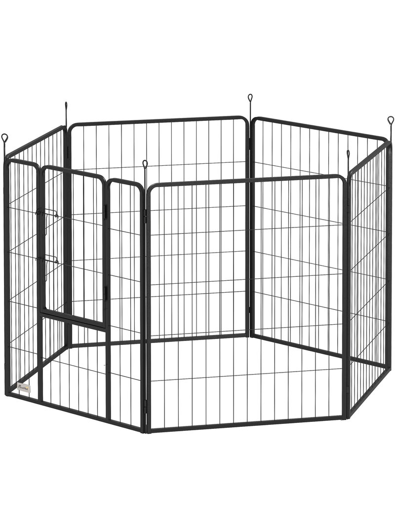 Parc enclos chien modulable pliable 6 panneaux porte acier anthracite Gris - Kiabi