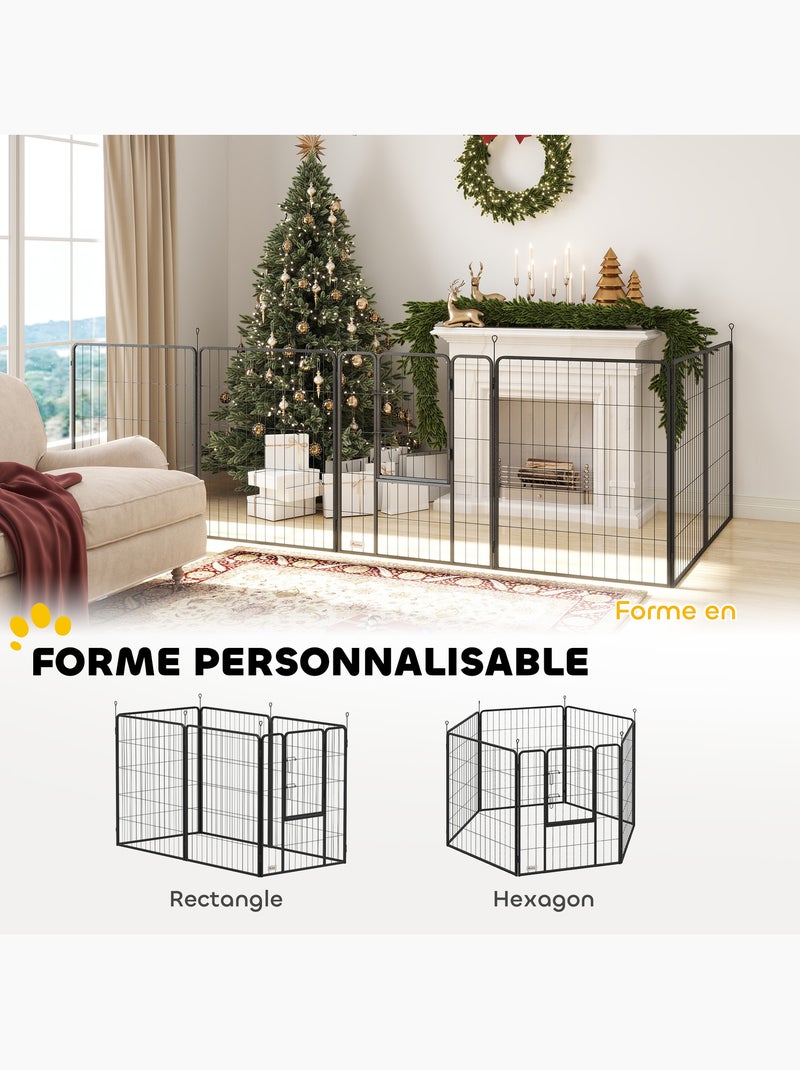 Parc enclos chien modulable pliable 6 panneaux porte acier anthracite Gris - Kiabi