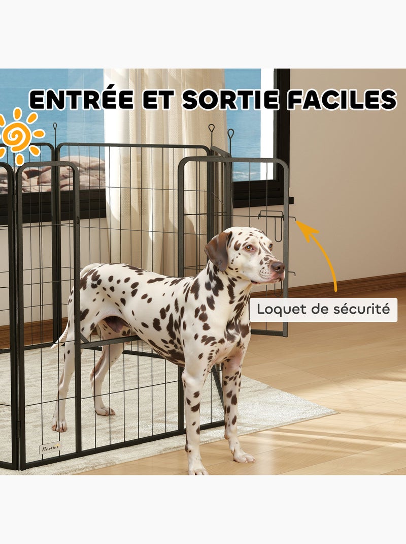 Parc enclos chien modulable pliable 6 panneaux porte acier anthracite Gris - Kiabi