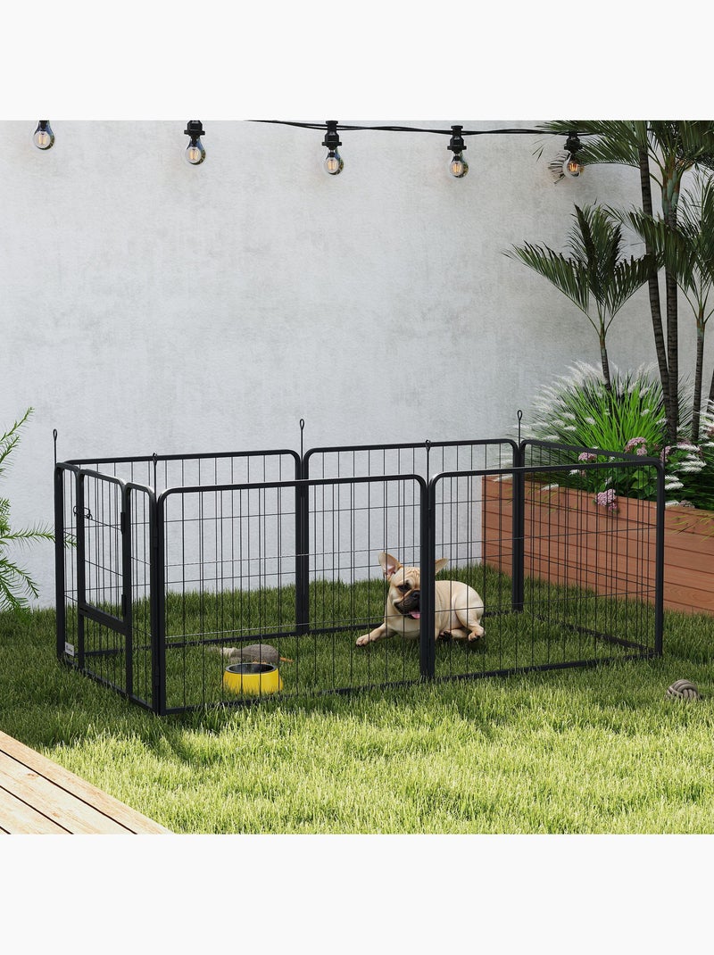 Parc enclos chien modulable pliable 6 panneaux porte acier noir Noir - Kiabi