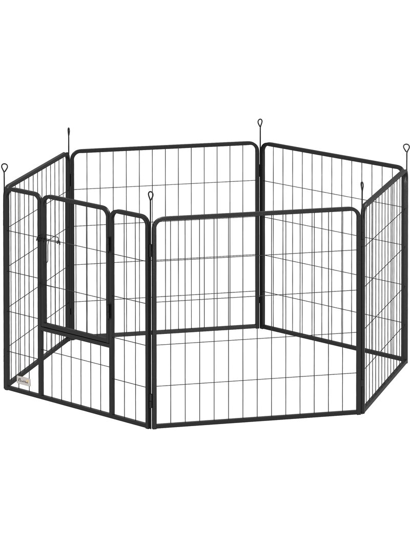 Parc enclos chien modulable pliable 6 panneaux porte acier noir Noir - Kiabi
