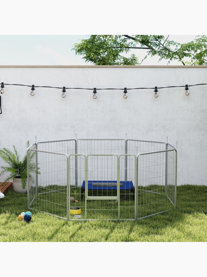 Parc enclos chien modulable pliable 8 panneaux acier gris Gris - Kiabi