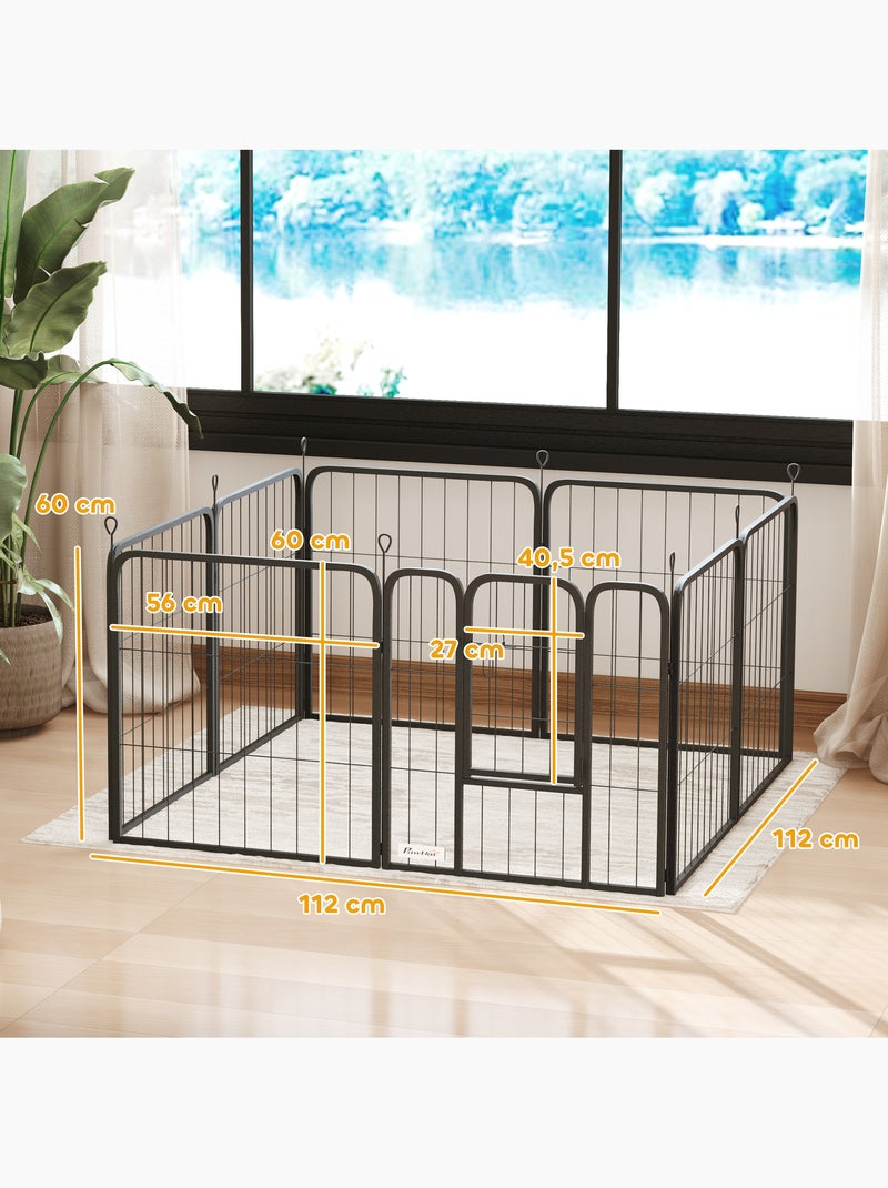 Parc enclos chien modulable pliable 8 panneaux acier noir Noir - Kiabi