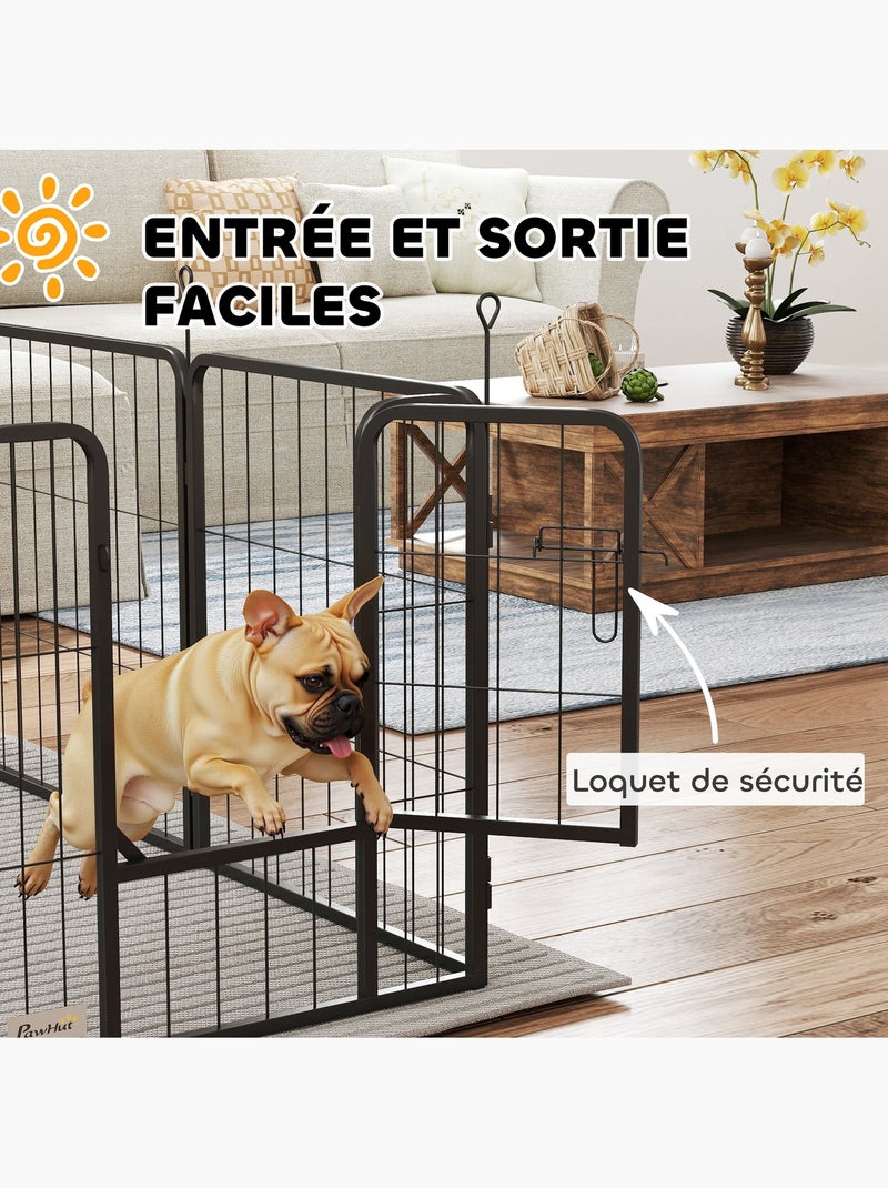 Parc enclos chien modulable pliable 8 panneaux acier noir Noir - Kiabi