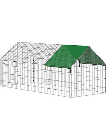Parc enclos extérieur lapin verrouillable toit incliné acier vert
