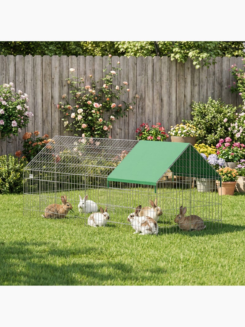Parc enclos extérieur lapin verrouillable toit incliné acier vert Vert - Kiabi