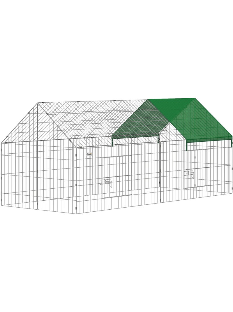 Parc enclos extérieur lapin verrouillable toit incliné acier vert Vert - Kiabi