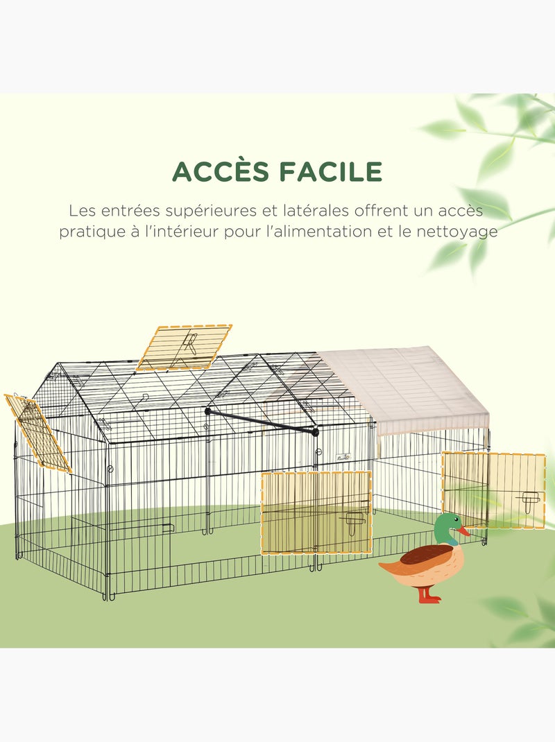 Parc enclos métal cage extérieure 3 portes et trappe surface abrité pe Beige - Kiabi
