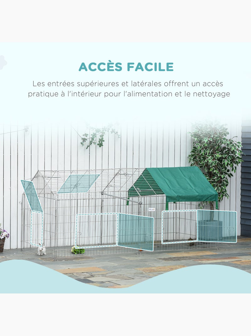 Parc enclos métal cage extérieure 3 portes et trappe surface abrité pe Vert - Kiabi