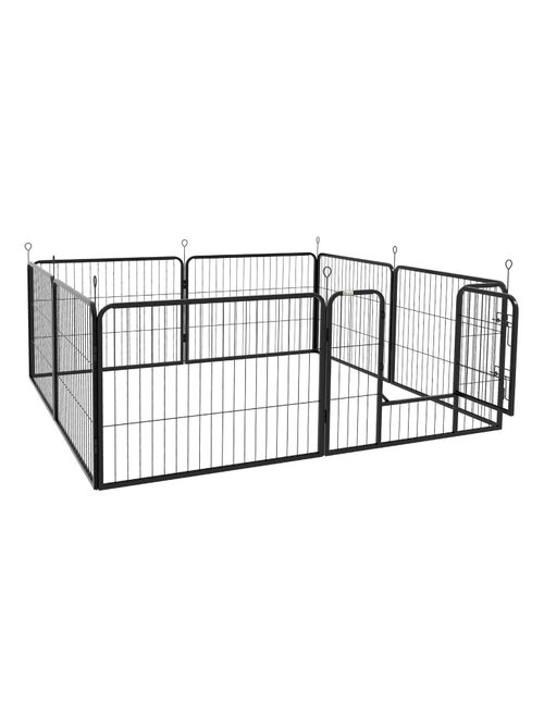 Parc enclos modulable 8 panneaux - porte - acier époxy noir - Kiabi