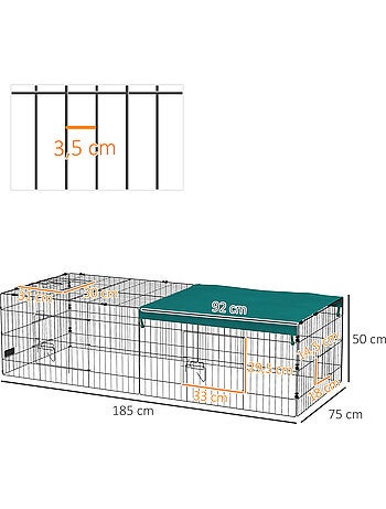 Parc enclos modulable acier avec bache pour lapins rongeurs petits animaux